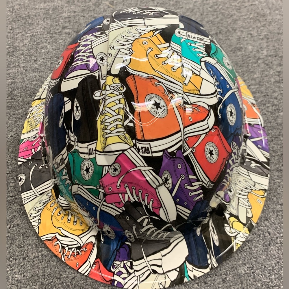New Full Brim Hard Hat Custom Hydro Dipped CHUCKS STRAIGHT TAYLOR
